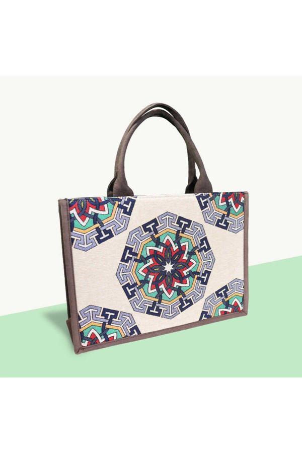 Yeşilay Yıldız Desenli Tote Kadın Omuz Çantası - Image 1