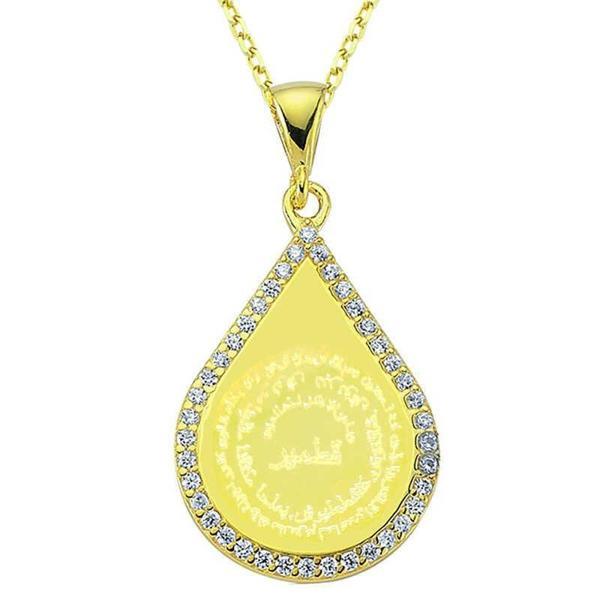 Alsepeteavm Gümüş Gold Damla Kıtmir Duası Kadın Kolye - Image 1