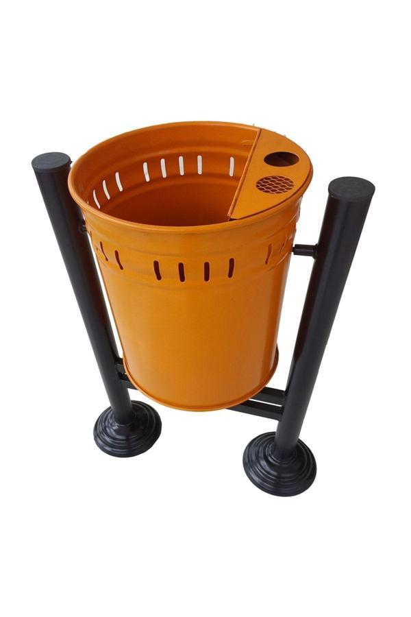 Safirkom Metal Çöp Kovası, H Ayaklı, Siyah-Turuncu Sç 30 Sth - Image 1
