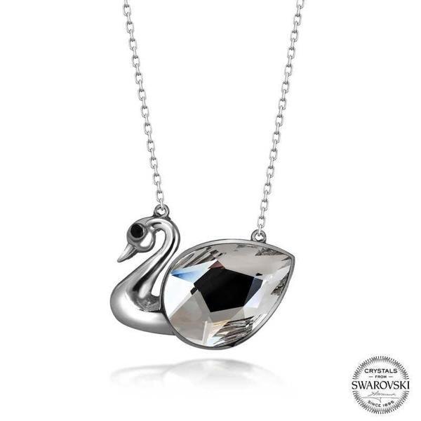 Alsepeteavm Swarovski Crystal Taşlı Kuğu Gümüş Kadın Kolye - Image 1