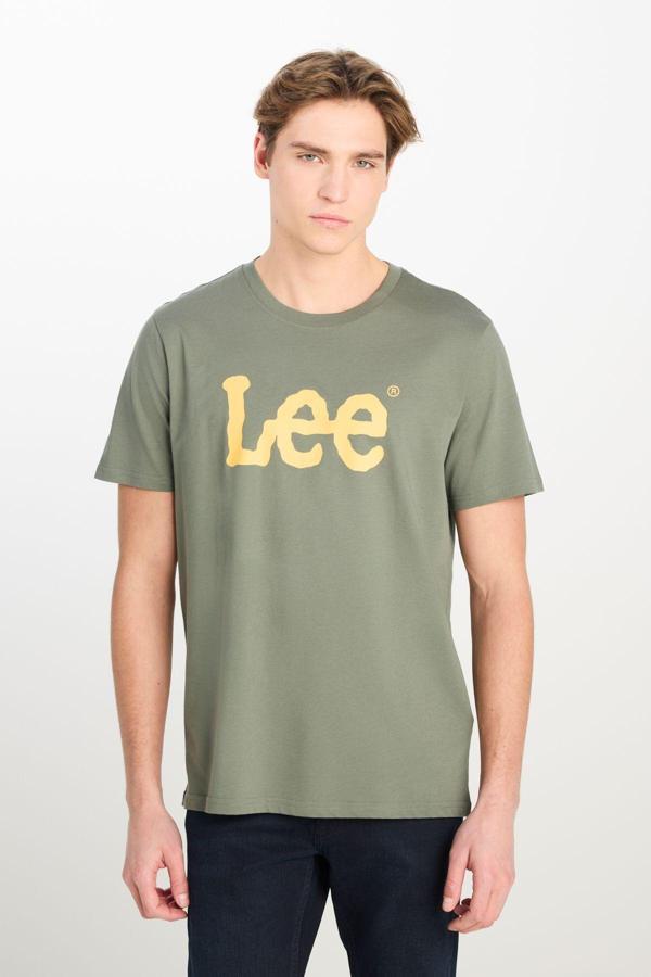 Lee Erkek %100 Pamuk Regular Fit Bisiklet Yaka Haki T-Shirt - L65QAI801 - Image 1