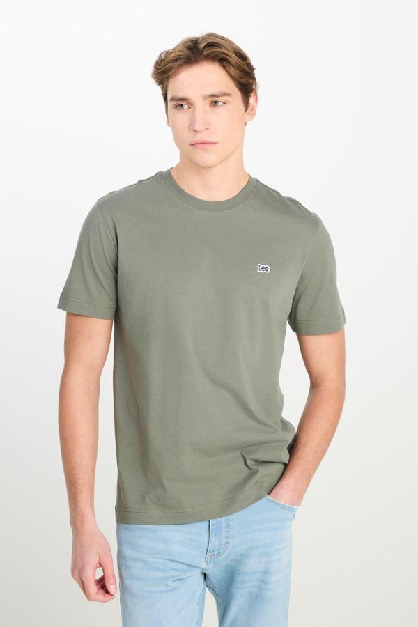 Lee Erkek Regular Fit Bisiklet Yaka Pamuklu Haki T-Shirt - L60UFQ801 - Image 1