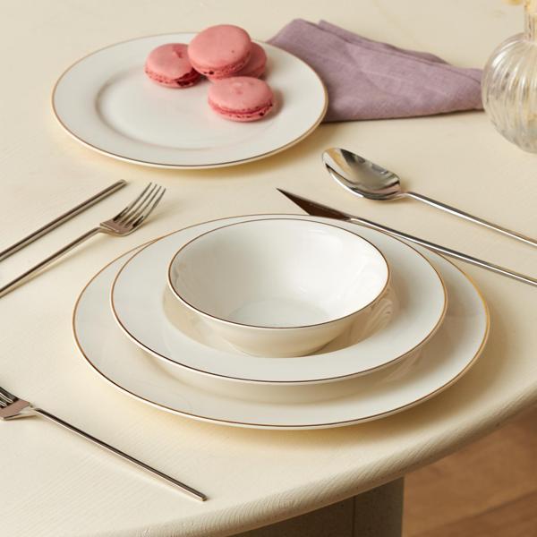 Karaca Elegance Bone Rebeca 24 Parça 6 Kişilik Yemek Takımı Gold - Image 1