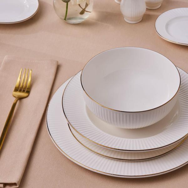 Karaca Elegance Bone Massimo 53 Parça 12 Kişilik Yemek Takımı Gold - Image 1