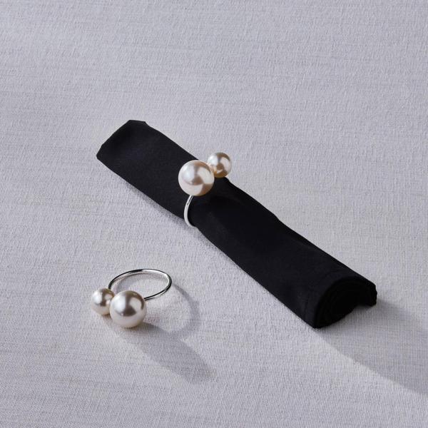 Karaca Pearl 2'li Peçete Yüzüğü Silver - Image 1