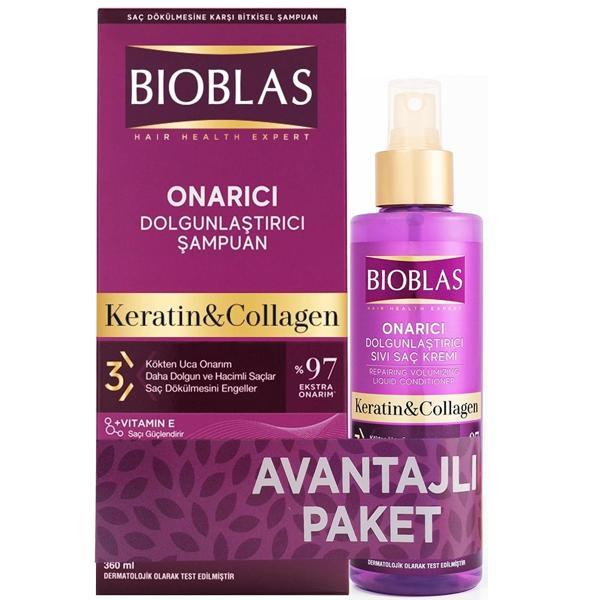 Bioblas Collagen Ve Keratin Onarıcı Dolgunlaştırıcı Şampuan 360 ml + Sıvı Saç Kremi 200 ml - Image 1