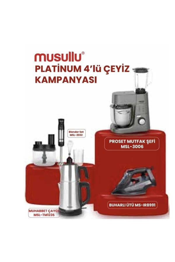 Musullu Platinum 4 Lü Çeyiz Blender Buharlı Ütü Çaycı Hamur Yoğurma Makinesi 4'Lü Set - Image 1
