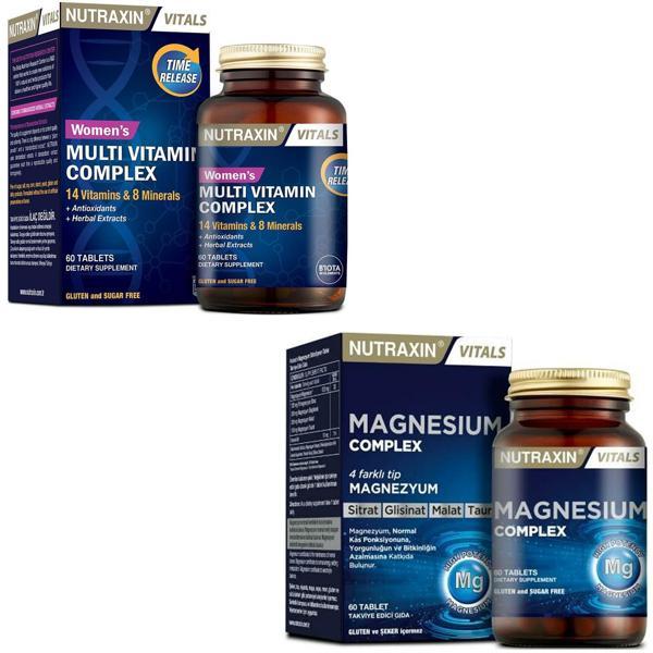 Nutraxin Multivitamin Mineral Complex Kadın 60 Tablet + Nutraxin Magnesium Complex 60 Tablet - Image 1