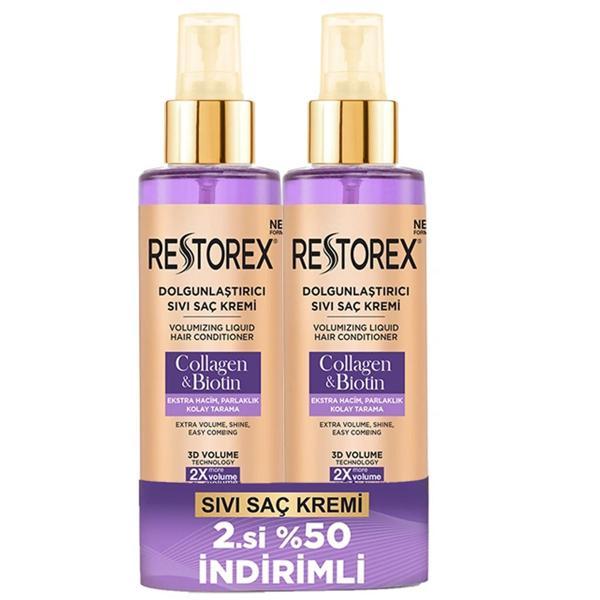 Restorex Collagen Ve Biotin Dolgunlaştırıcı Sıvı Saç Kremi 2 x 200 ml - Image 1