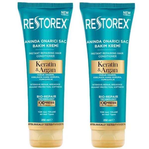 Restorex Keratin Argan Onarıcı Saç Bakım Kremi 250 ml 2 ADET - Image 1