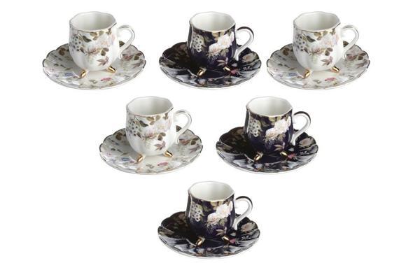 Lucky Art Fleurısse Bone 6Lı Ayaklı Kahve Fıncanı Setı - Image 1