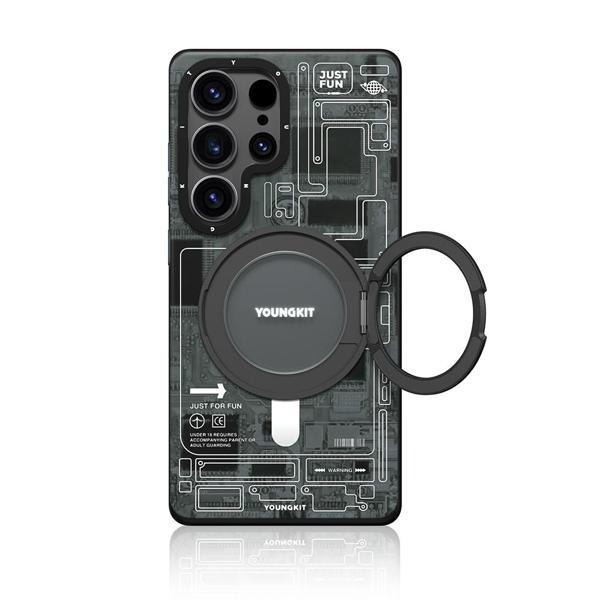 Galaxy S25 Ultra Kılıf M-safe Şarj Özellikli Youngkit 360° Standlı Technology Serisi Kapak - Image 1