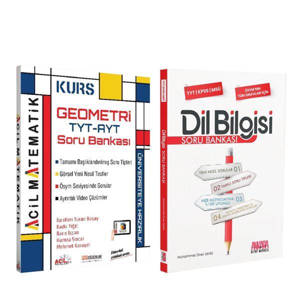 Acil Yayınları TYT AYT Geometri KURS ve AKM Dil Bilgisi Soru Bankası Seti 2 Kitap - Acil Yayınları - Image 1