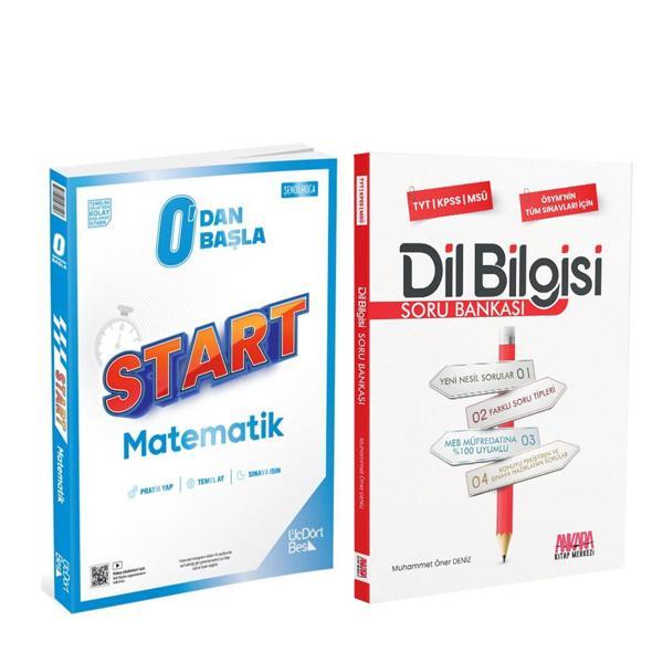 ÜçDörtBeş Yayınları 0 Dan Başla Start Matematik ve AKM Dil Bilgisi Soru Bankası Seti 2 Kitap - Üç Dört Beş Yayınları - Image 1