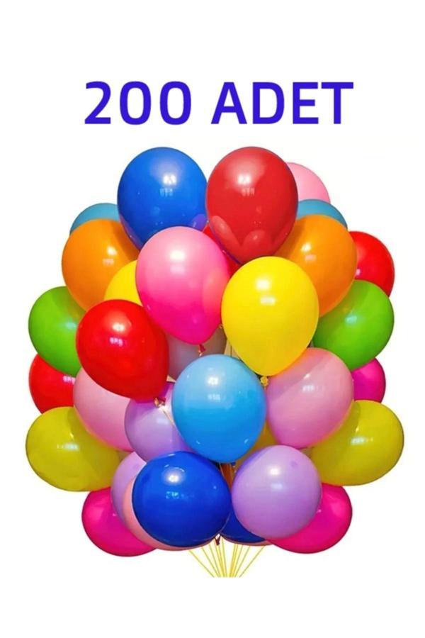 200 Adet Renkli Balon Karışık Renk Parti Doğum Günü Kutlama Özel Günler - Image 1