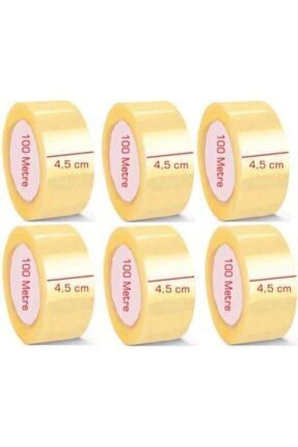 6 Adet 100 Metre Akrilik Koli Bandı 45mmx100 M Kopmayan Koli Bandı Güçlü Koli Bandı - Image 1