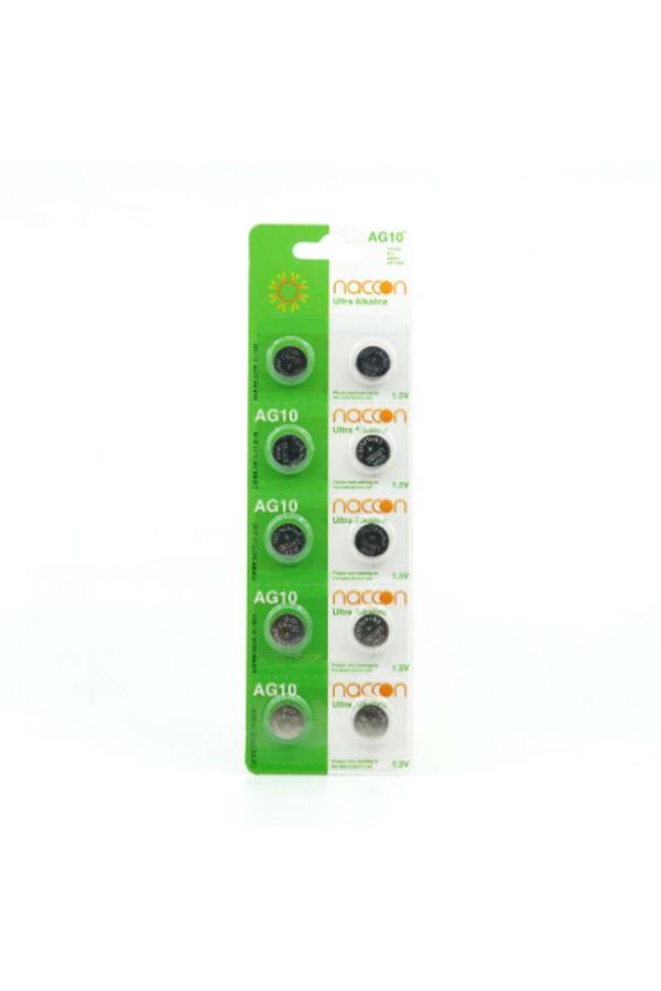Naccon Ag10 189 389 Lr54 Lr1130 Alkalin Düğme Pil 10'Lu Paket - Image 1