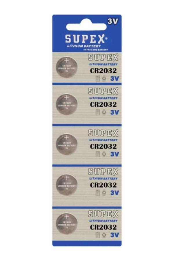 Supex Cr2032 3V Lityum Pil / Cr 2032 3V Düğme Pil 5'Li Kart Paket - Image 1