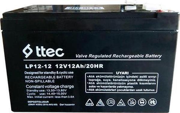 Ttec 12V 12Ah Bakımsız Kuru Akü - Image 1