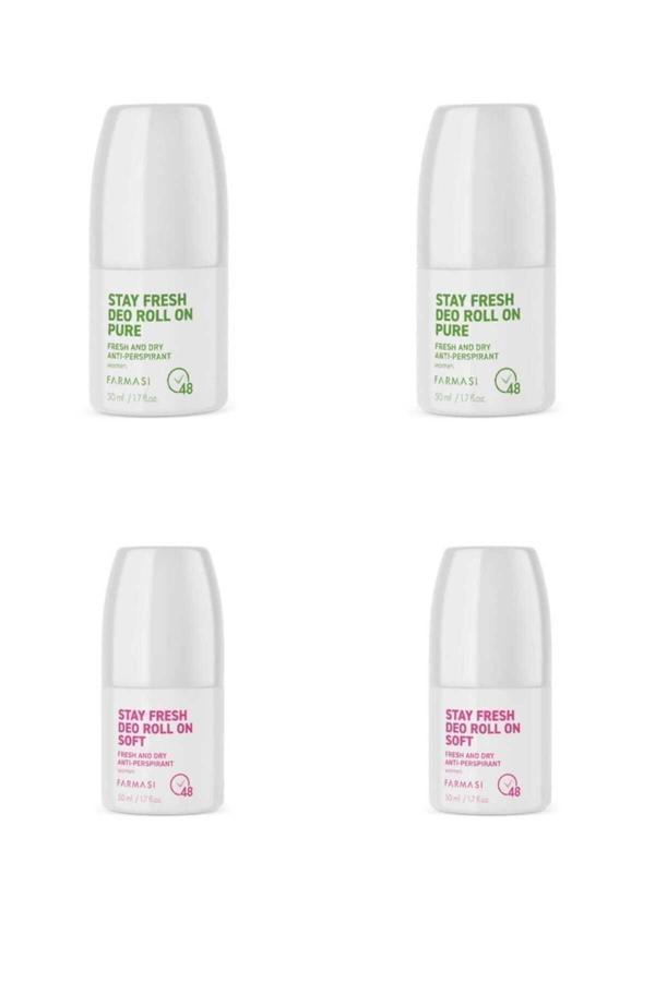 Farmasi Stay Fresh Deo Roll On Pure 50 Ml Kadın & Farmasi Stay Fresh Soft 50 Ml Kadın Roll On (4 Adet) - Image 1