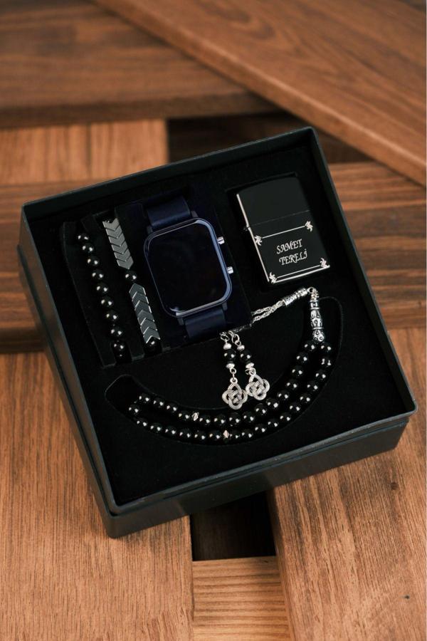 Wesscollection Su Geçirmez Erkek Kol Saati Çakmak Tesbih Ve Bileklik Set - Image 1
