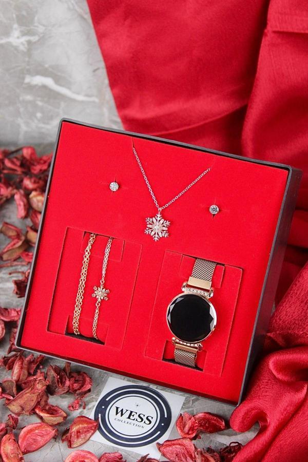Wesscollection Dokunmatik Kadın Kol Saati Kolye Bileklik Ve Küpe Set - Image 1