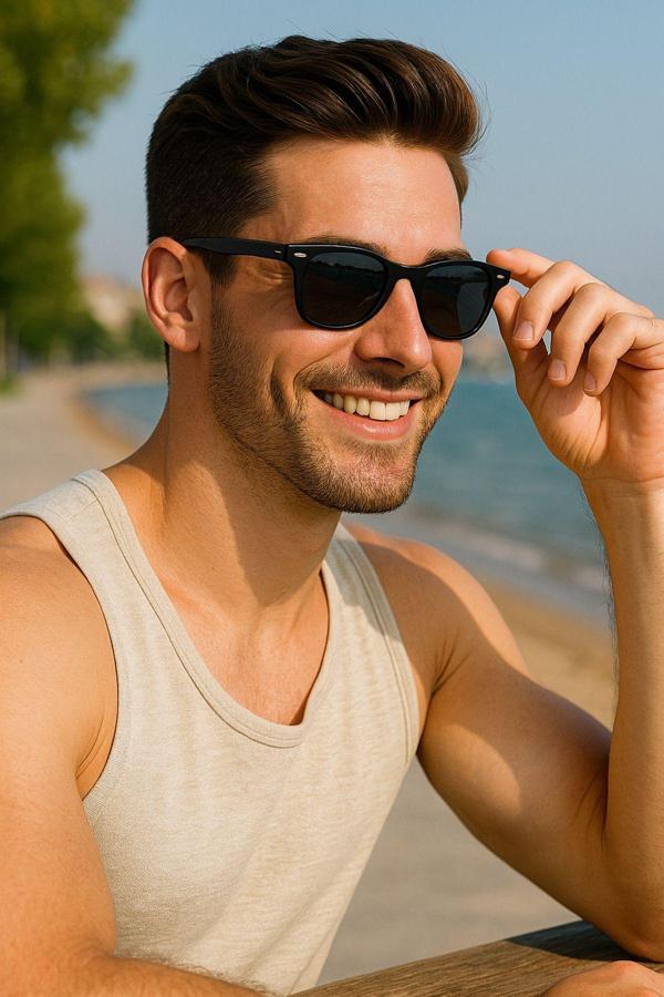 Wesscollection Erkek Siyah Retro Tarz Uv400 Korumalı Güneş Gözlüğü - Image 1