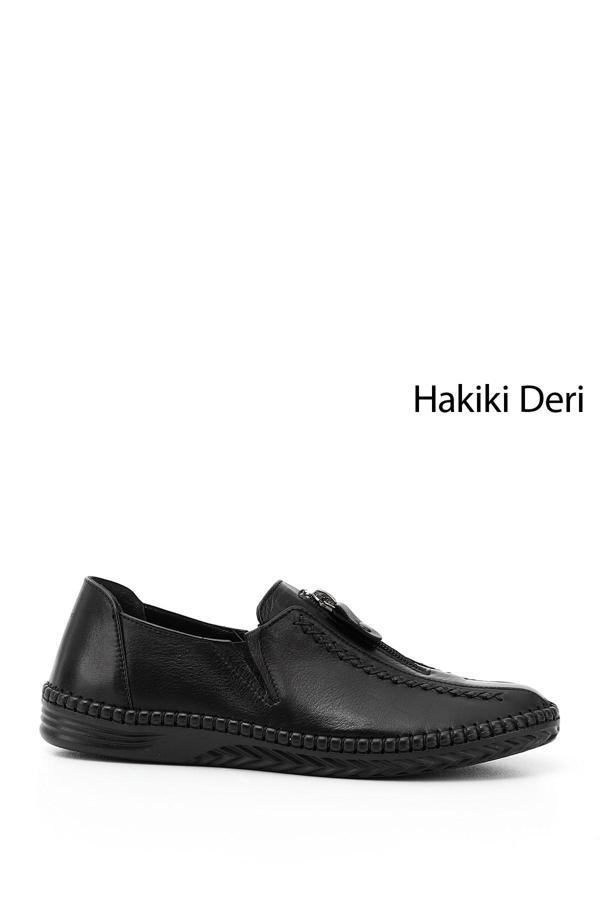 Kadın Siyah Hakiki Deri Comfort Ayakkabı - Image 1
