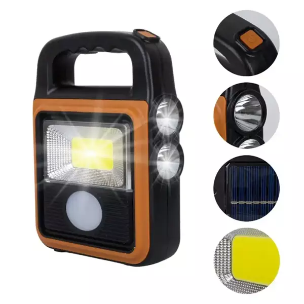 PowerMaster HS-8020C COB LED Solar 4 Kademeli Şarjlı El Işıldak Feneri - USB Çıkışlı Powerbank - Image 1