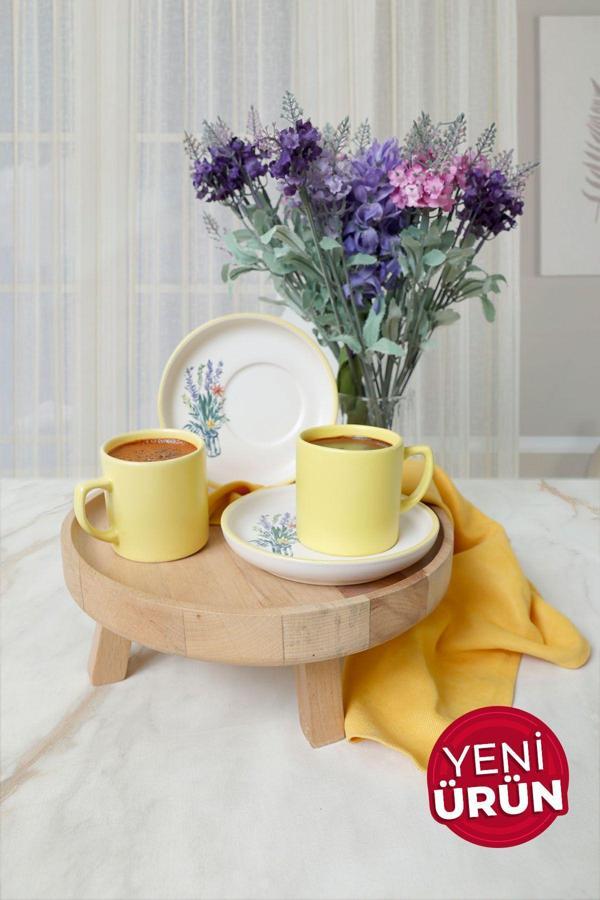 Keramika Elegant Blossoms Sarı Kahve Takımı 4 Parça 2 Kişilik 21790 - Image 1