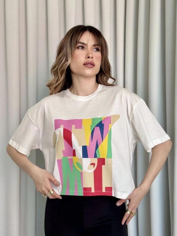 Baskılı Crop Tişört - Image 1