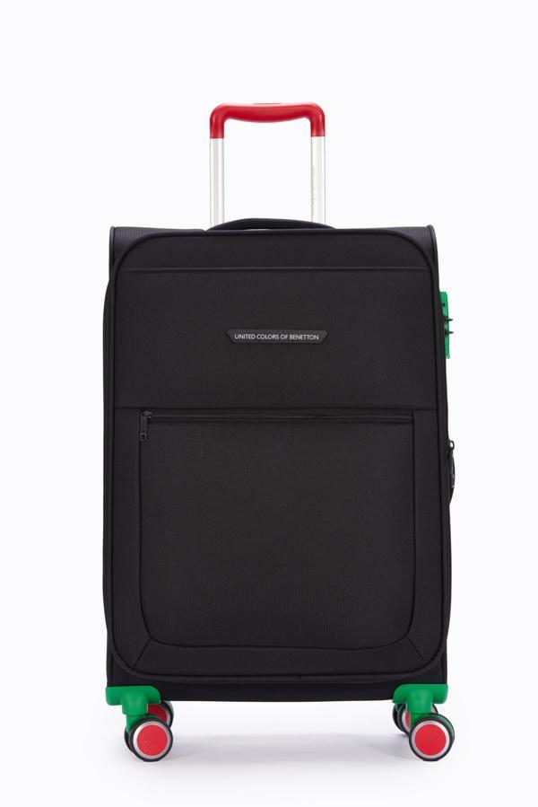 United Colors Of Benetton Ultra Light Kumaş Orta Boy Valiz Siyah BNT2800 - Image 1