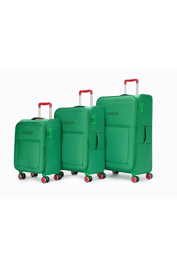 United Colors Of Benetton Ultra Light 3'lü Valiz Seti Büyük - Orta ve Kabin Boy Yeşil BNT2800 - Image 1