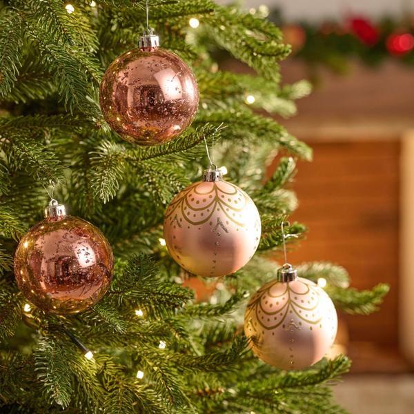 Karaca 4'lü Set Top Ağaç Süsü Pembe ve Pembe Mat 8 cm - Image 1