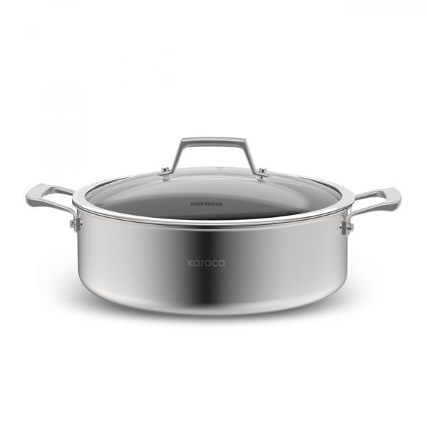 Karaca Plasma Steel 3Ply İndüksiyon Tabanlı Çelik Pilav/Karnıyarık Tencere 28 Cm - Image 1