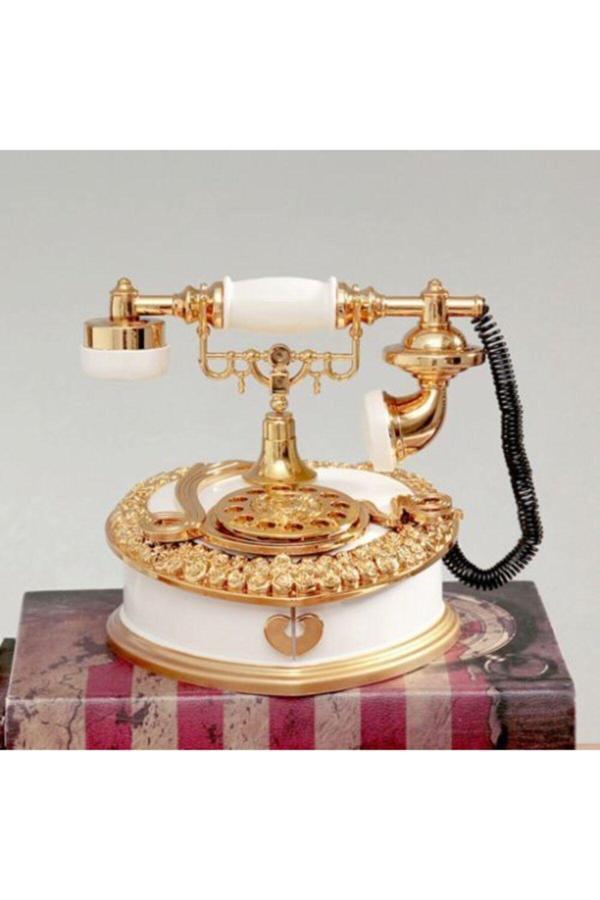 Nostaljik Telefon Müzik Kutusu Obje Çekmeceli - Image 1