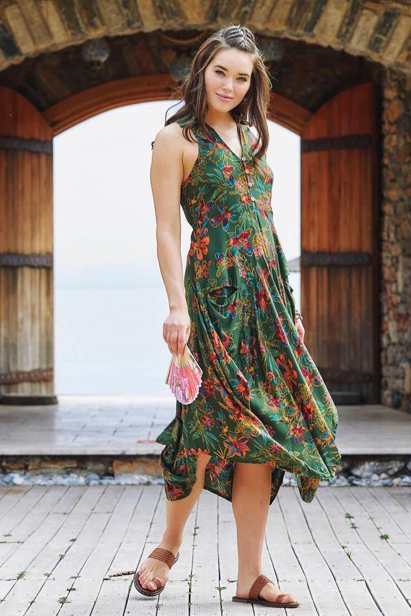 Gömlek Yaka Viskon Elbise - Image 1