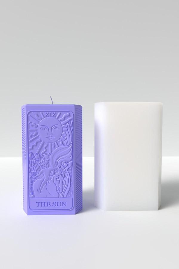 CageartStudio Desenli Tarot Güneş Kartı Mum Silikon Kalıp -  The Sun Tarot Kartı Desenli Mum Kalıbı 12 X 6.8 Cm - Image 1