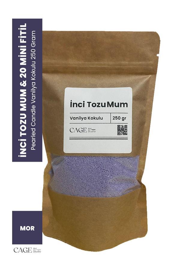 CageartStudio Organik İnci Tozu Mum ( 20 Adet Fitil İle ) Vanilya Aromalı 250 Gr - Sonsuzluk Ve Romantik Mumları - Image 1