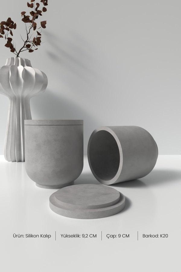 CageartStudio Kapaklı Düz Silindir Beton Saksı Ve Mumluk Silikon Kalıp K20 - Mumluk Silikon Kalıp K20 - Image 1
