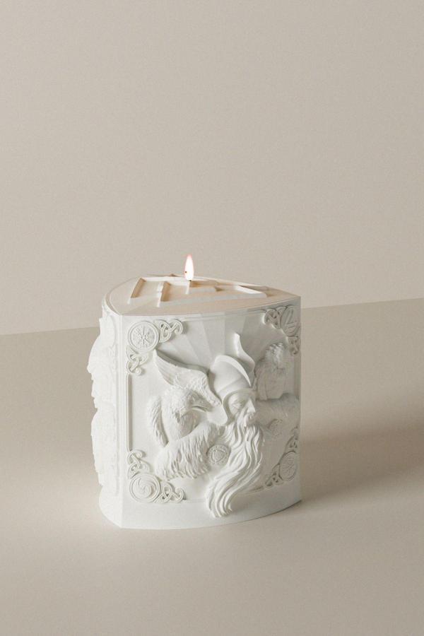 CageartStudio Dekoratif Büyük Savaş Tanrısı Odin Kokulu Mum-Mitoloji Mumlar Soy Wax Candle 1 Adet Beyaz 10X9.6 Cm - Image 1