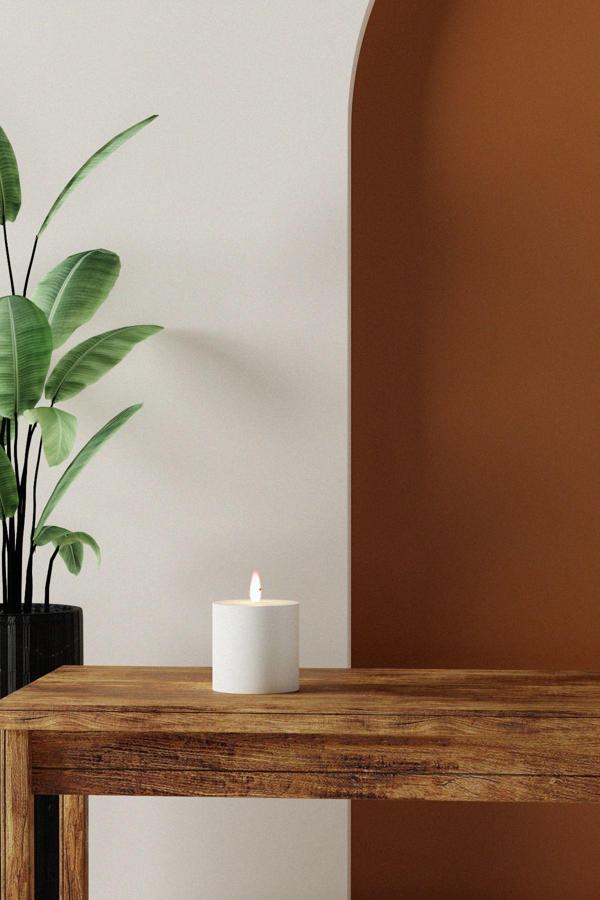 CageartStudio Silindir Kokulu Mum - Silindir Mumları Soya Wax Candle 1 Adet Beyaz - Boy 7 Cm - Image 1