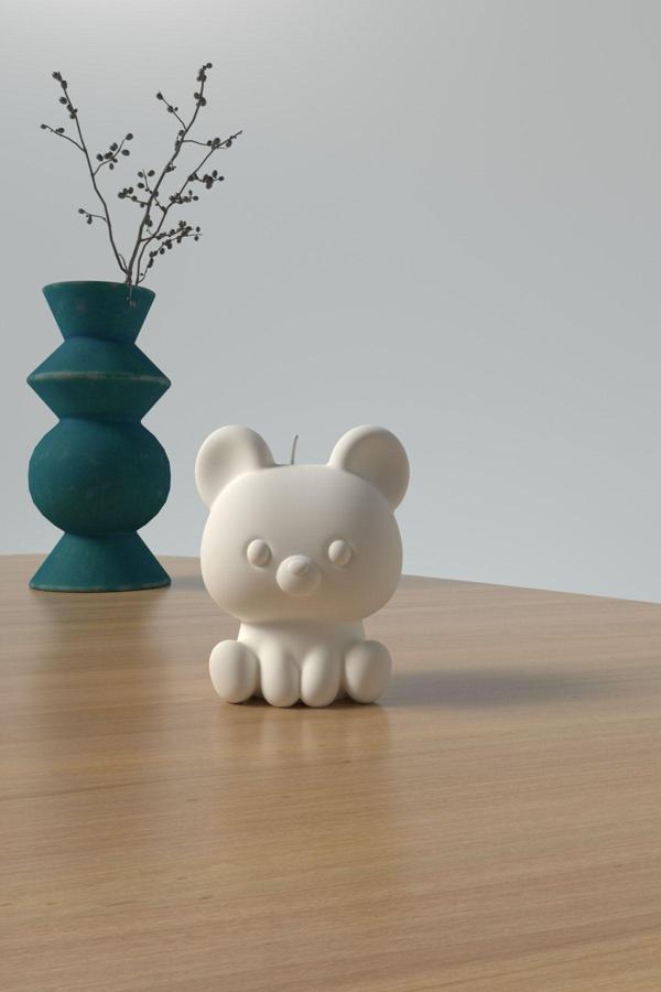 CageartStudio Dekoratif Minik Ayıcık Mum - Kokulu Vegan Soya Wax Mumu 1 Adet - Image 1