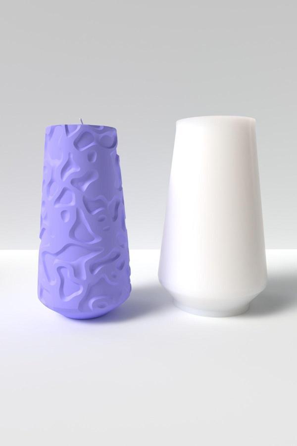 CageartStudio Desenli Vazo Şeklinde Mum Silikon Kalıp M2- Dekoratif Mum Kalıbı Soya Wax Mum Yapım Malzemeleri 15Cm - Image 1
