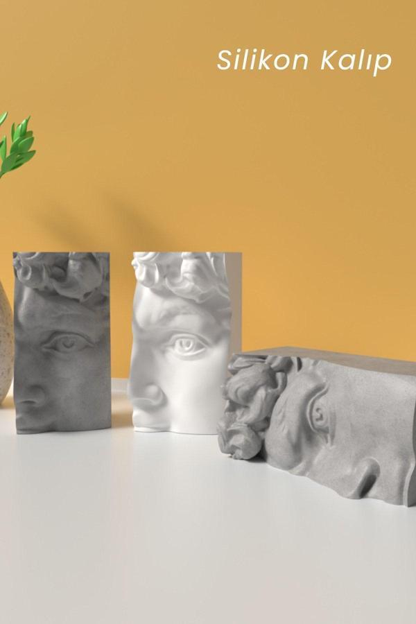 CageartStudio Dekoratif David Yüzü Heykeli Silikon Kalıp - Mum Ve Heykel Yapım Malzemeleri - Image 1