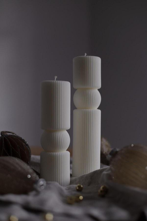 CageartStudio Dekoratif Modern Desenli Sütun Mum - Kokulu Vegan Soya Wax Mumu 2Li - Image 1