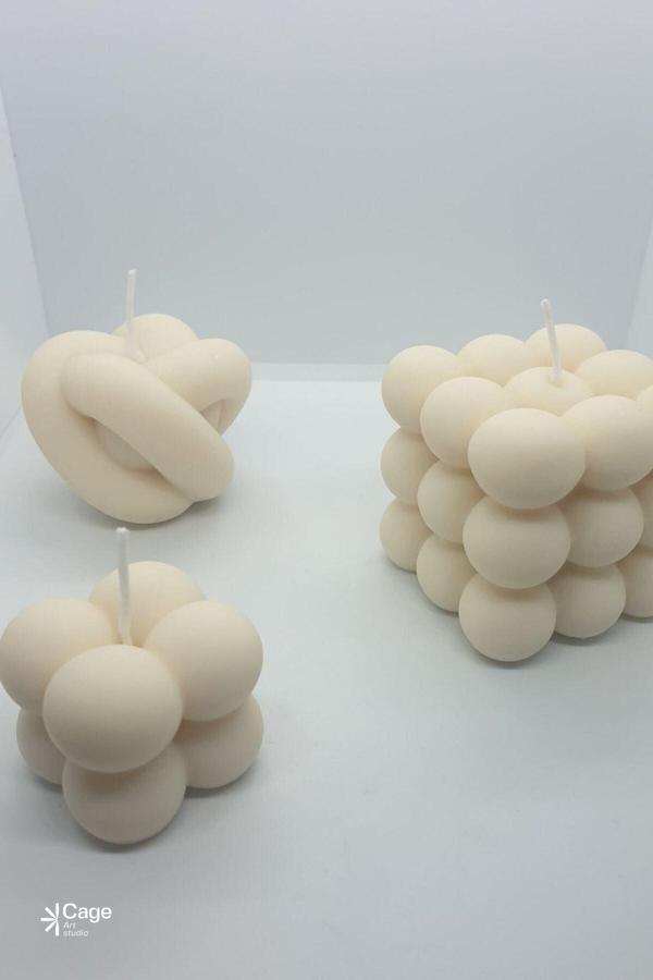 CageartStudio Dekoratif Kokulu Candle Büyük Bubble, Mini Bubble Ve Düğüm Seti 3Lü - Image 1