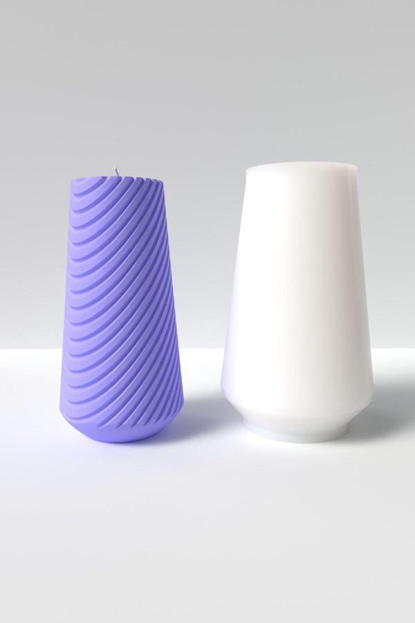 CageartStudio Desenli Vazo Şeklinde Mum Silikon Kalıp M1- Dekoratif Mum Kalıbı Soya Wax Mum Yapım Malzemeleri 15Cm - Image 1