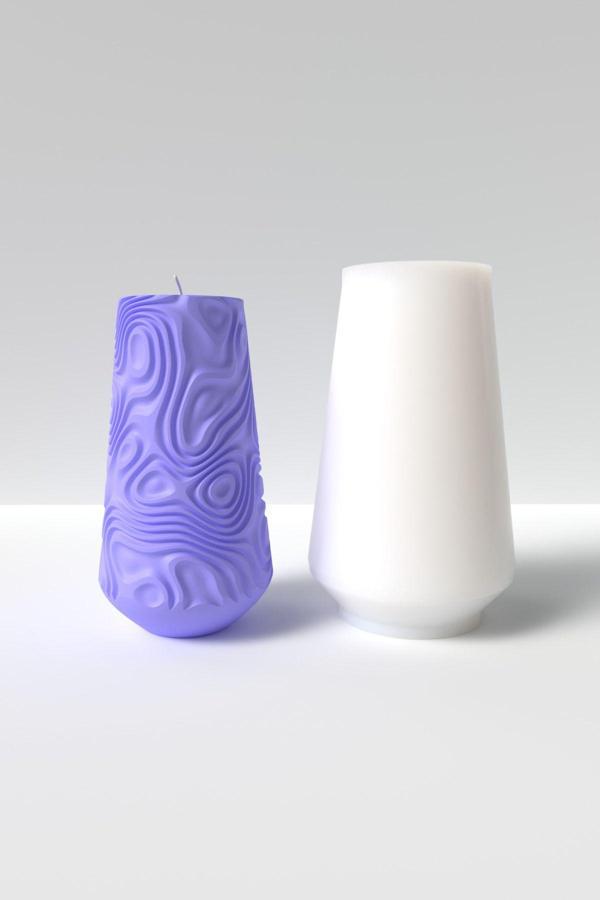 CageartStudio Desenli Vazo Şeklinde Mum Silikon Kalıp M3- Dekoratif Mum Kalıbı Soya Wax Mum Yapım Malzemeleri 13Cm - Image 1