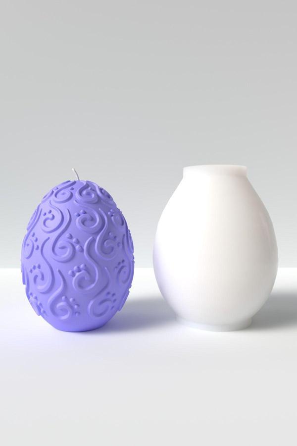 CageartStudio Büyük Paskalya Yumurtası Mum Silikon Kalıp M1 - Easter Mum Kalıbı Soya Wax Mum Yapım Malzemeleri - Image 1